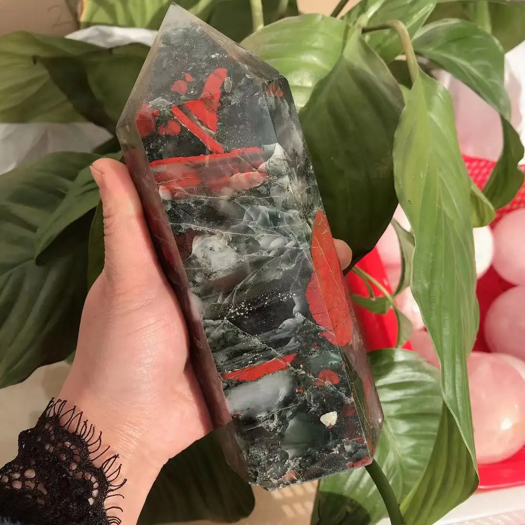 Beautiful natural African blood stone pillar energy healing Reiki ornaments
Beautiful natural African blood stone pillar energy healing Reiki ornaments