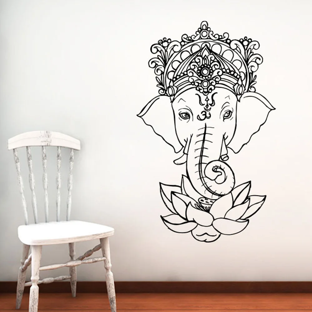 Слон виниловая настенная наклейка s Yoga Ganesh Tribal роспись Будда лотос домашний декор