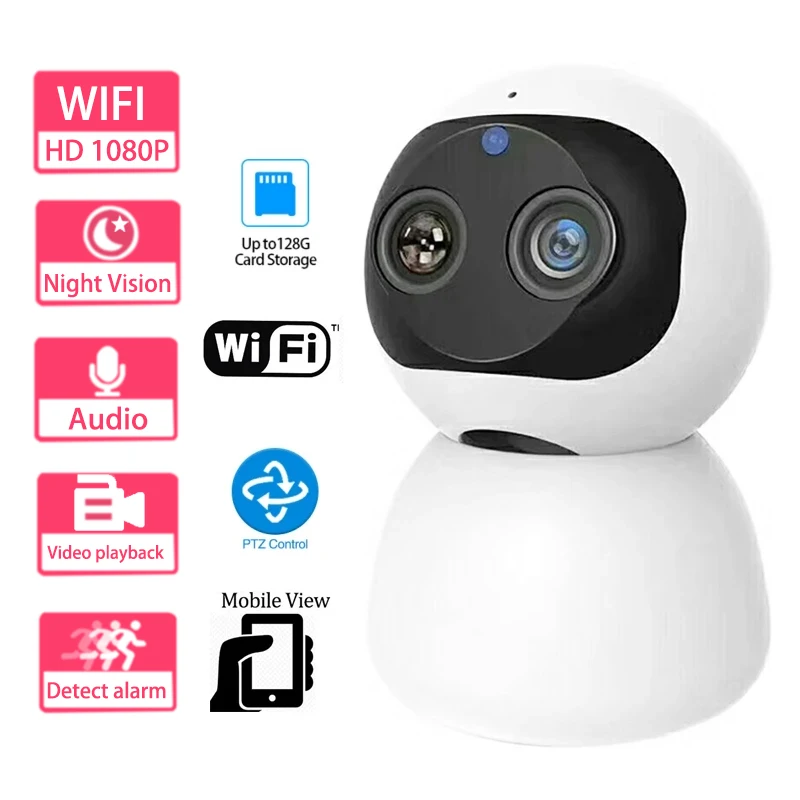 1080P PTZ Dual Len Zoom Wireless IP Camera WiFi 2MP H.265 IR Night Vision Voice Call WiFi Camera Surveillance CareCam Pro App
1080P PTZ Dual Len Zoom Wireless IP Camera WiFi 2MP H.265 IR Night Vision Voice Call WiFi Camera Surveillance CareCam Pro App