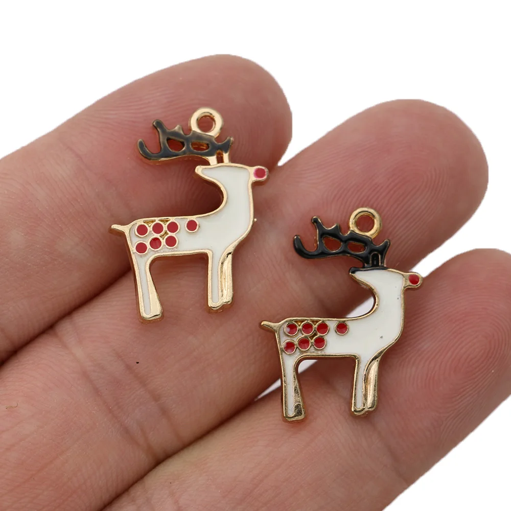 5Pcs Gold Color Enamel Christmas Deer Charm Pendant for Jewelry Making Bracelets Necklace DIY Accessories 18x23mm
5Pcs Gold Color Enamel Christmas Deer Charm Pendant for Jewelry Making Bracelets Necklace DIY Accessories 18x23mm