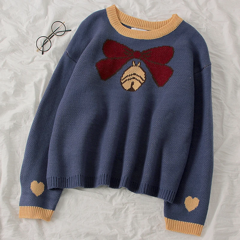 New Women Korean Sweater Spring Autumn Long Sleeved Cute Bowknot Print Loose Oversize Sweaters Woman Pullover Knit Casual Tops
New Women Korean Sweater Spring Autumn Long Sleeved Cute Bowknot Print Loose Oversize Sweaters Woman Pullover Knit Casual Tops