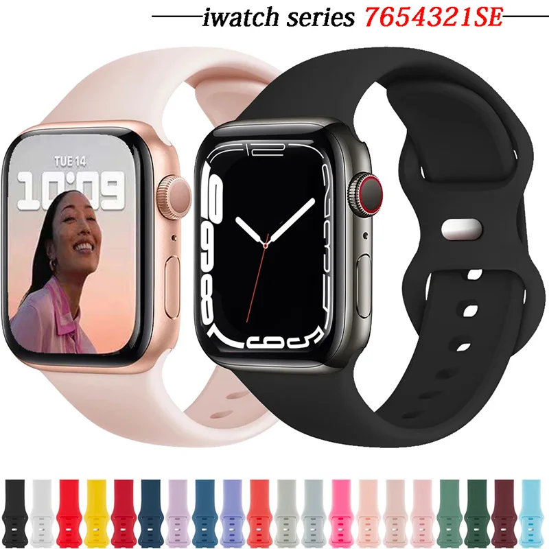 

Silicone Sport Band For Apple Watch Series Se 6 5 4 3 21 44mm 40mm Smart Bracelet Watchband Pin Tuck Strap on iWatch 6 38mm 42mm