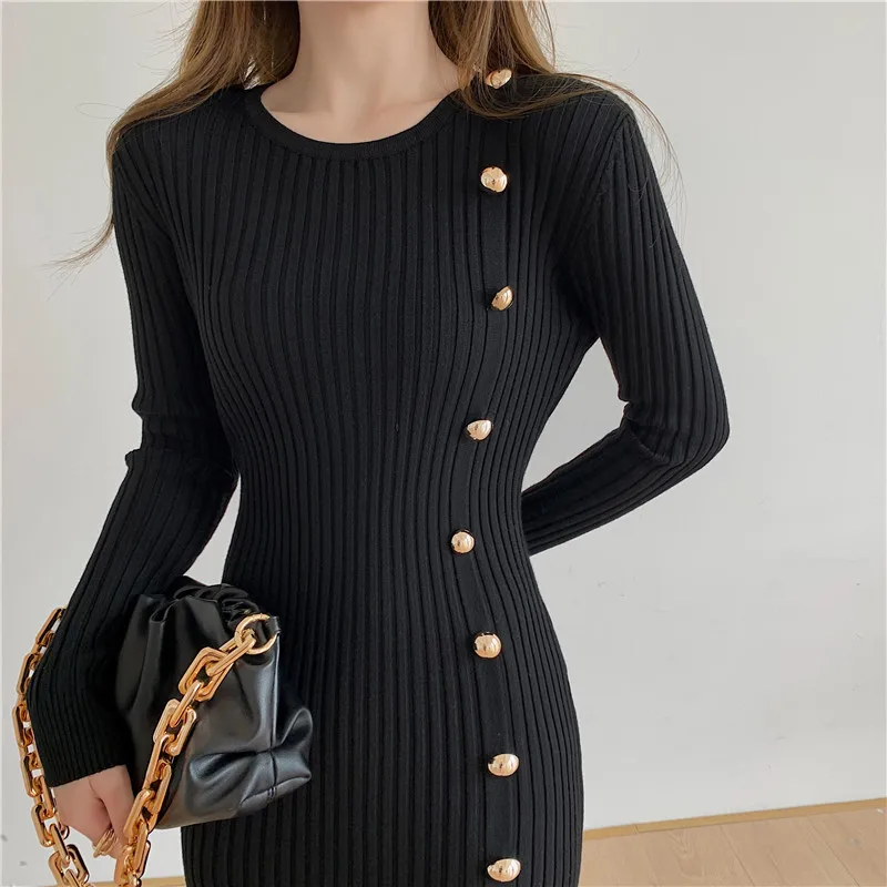 2021 New Autumn Winter Bottoming Dress Elegant Slim-fit Long Knitted Dress Women OL Style Package Hip Fishtail Dresses
2021 New Autumn Winter Bottoming Dress Elegant Slim-fit Long Knitted Dress Women OL Style Package Hip Fishtail Dresses