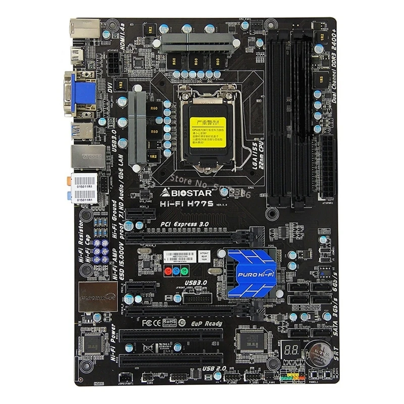 Оригинальная б/у материнская плата Biostar Hi-Fi H77S LGA 1155 DDR3 32 ГБ для процессора i3 i5 i7 USB2.0