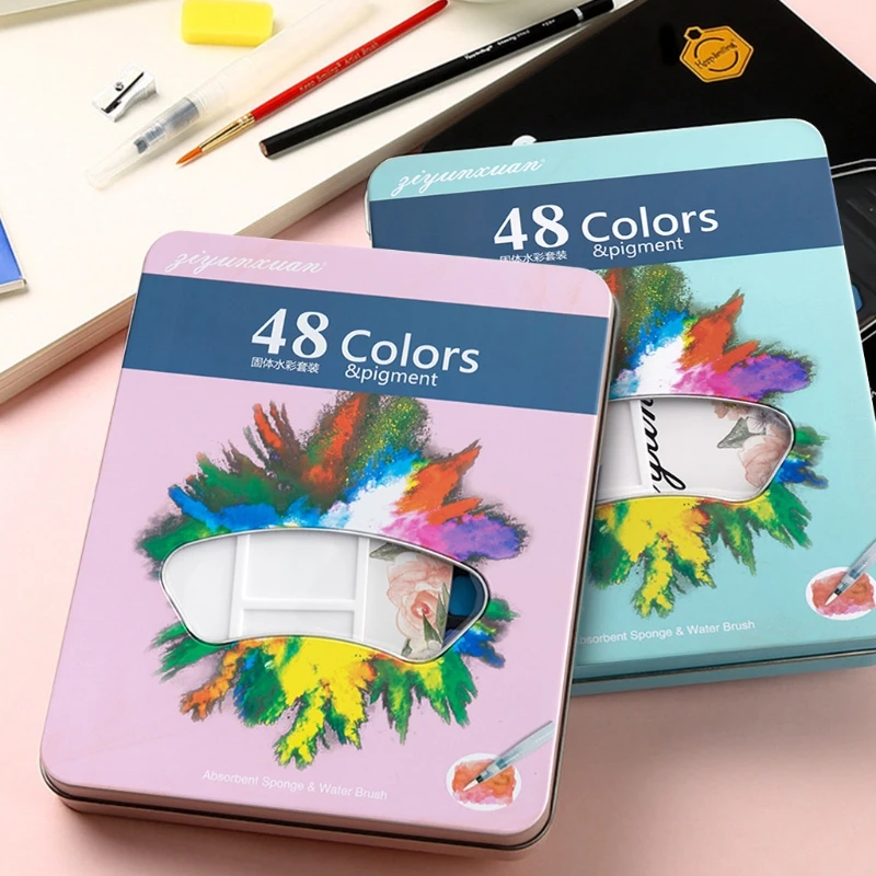 48 Colors Solid Watercolor Paint Pigment Portable Travel Brush Pen for Beginners
48 Colors Solid Watercolor Paint Pigment Portable Travel Brush Pen for Beginners
