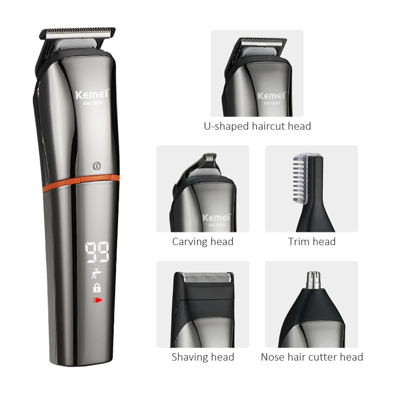 Kemei 5 In 1 Men's Electric Shaver Nose Hair and Beard Hair Shaving Machine LCD Display Hair Clipper Beauty Care Trimmer 42D
Kemei 5 In 1 Men's Electric Shaver Nose Hair and Beard Hair Shaving Machine LCD Display Hair Clipper Beauty Care Trimmer 42D