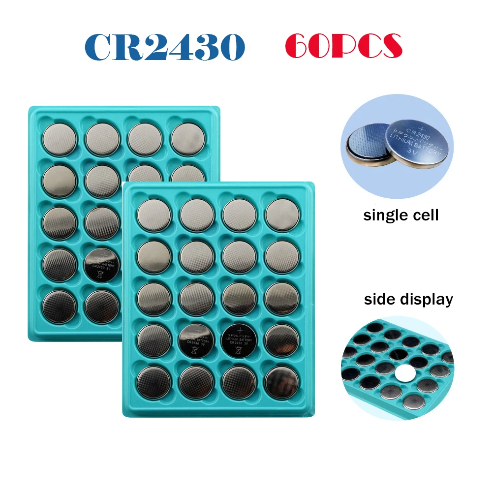 60Pcs CR2430 Button Batteries 270mAh Cell Coin Lithium Battery 3V CR 2430 DL2430 BR2430 KL 2430 For Watch Electronic Toy Remote
60Pcs CR2430 Button Batteries 270mAh Cell Coin Lithium Battery 3V CR 2430 DL2430 BR2430 KL 2430 For Watch Electronic Toy Remote
