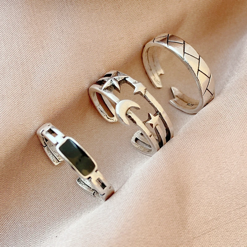 3pcs/set Retro Punk Rings Opening Adjustable Silver Color Star Moon Finger Rings for Men Women Personality Hip Hop Jewelry Gifts
3pcs/set Retro Punk Rings Opening Adjustable Silver Color Star Moon Finger Rings for Men Women Personality Hip Hop Jewelry Gifts