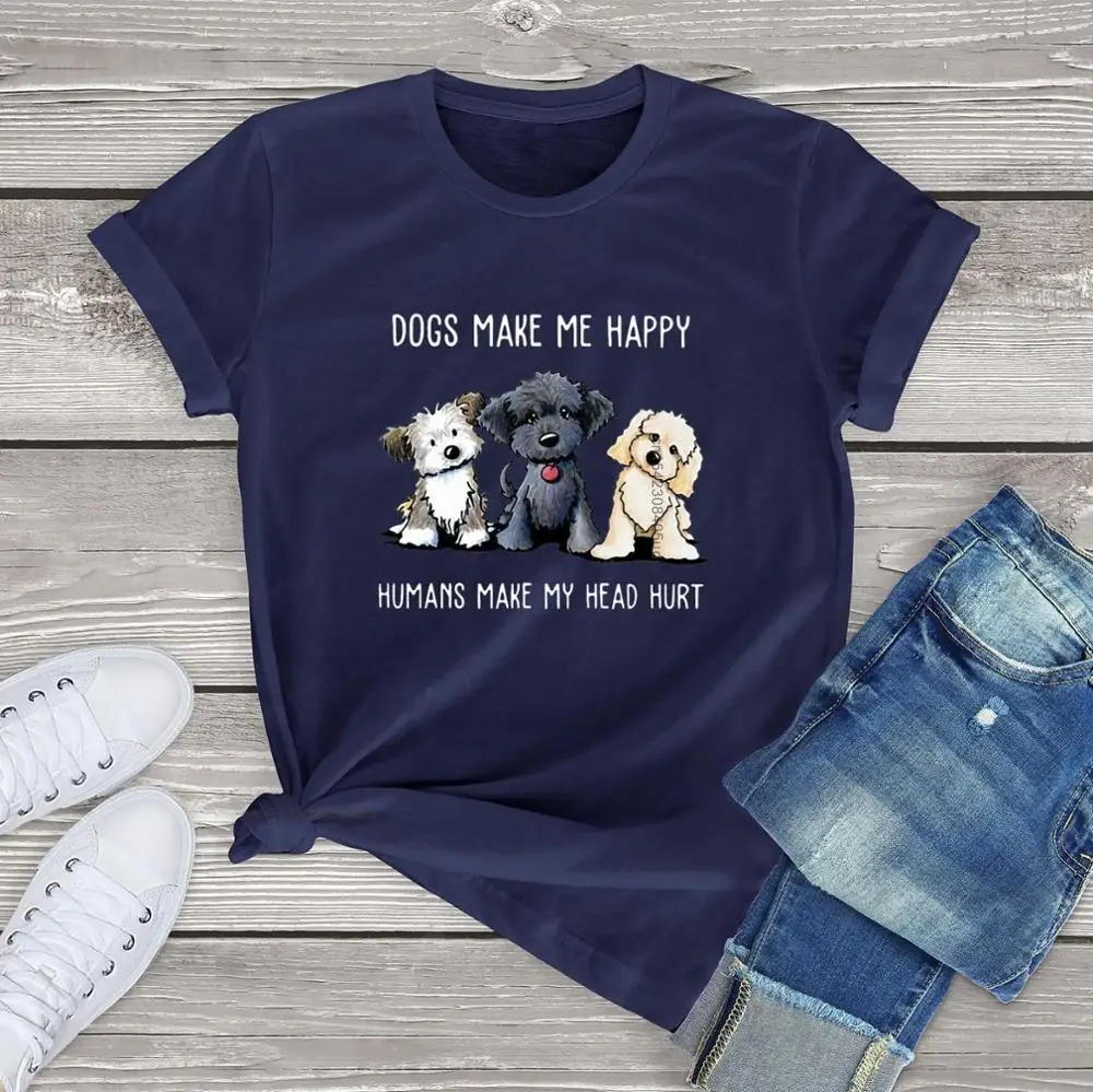 High Quality Cotton Women's Tshirt Kawaii Dogs Make Me Happy Human Make My Head Hurt Unisex T Shirt Men Clothes Top Tshirts
High Quality Cotton Women's Tshirt Kawaii Dogs Make Me Happy Human Make My Head Hurt Unisex T Shirt Men Clothes Top Tshirts
