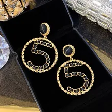Famous Design Golden Pearl Earring For Women Number 5 Earrings Cap Trendy Jewelry