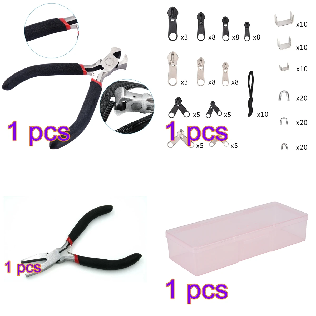 Zipper Repair Kit Sewing Jacket Zipper Slider Install Plier Metal Lock Zipper Pull Replacement Head Garment Accessories
Zipper Repair Kit Sewing Jacket Zipper Slider Install Plier Metal Lock Zipper Pull Replacement Head Garment Accessories