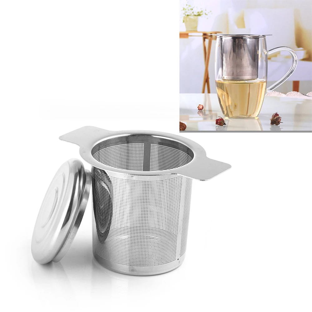 

Reusable Stainless Steel Tea Infuser Basket Fine Mesh Tea Strainer With 2 Handles Lid Tea and Coffee Filters for Loose Tea Leaf