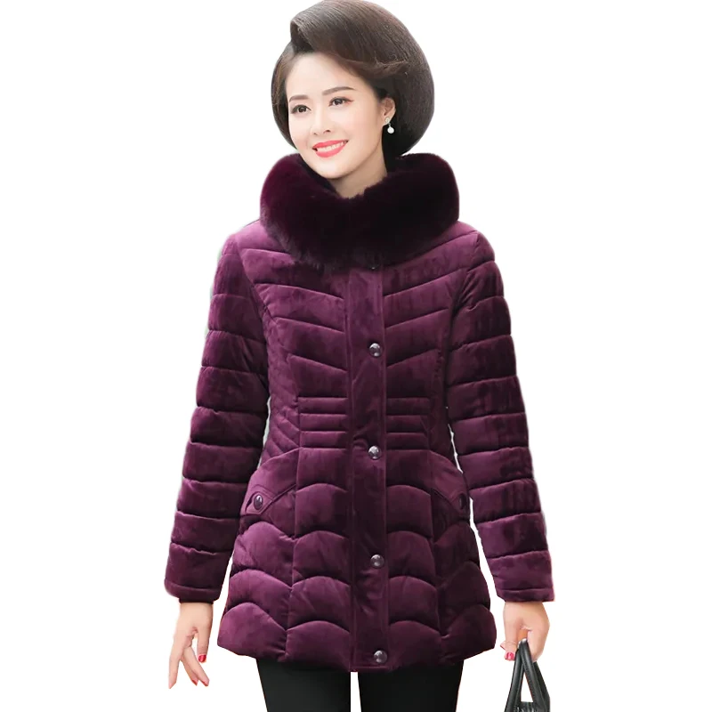 Winter Jacket Women Parker NEW Middle-aged Gold Velvet Coat Thicke Cotton Padded Jacket New Faux Fur Collar Hooded Outerwear 5XL
Winter Jacket Women Parker NEW Middle-aged Gold Velvet Coat Thicke Cotton Padded Jacket New Faux Fur Collar Hooded Outerwear 5XL