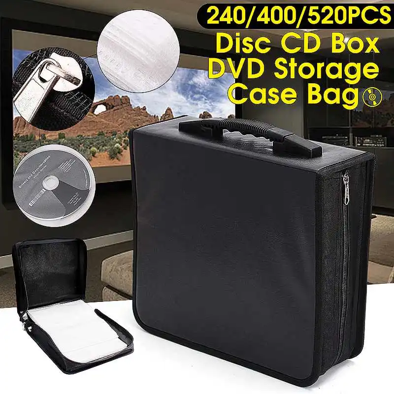 Handheld 240/400/520 Discs CD DVD Wallet Storage Bag Case Album Organizer Media Products Black PU Leather Discs Storage Box
Handheld 240/400/520 Discs CD DVD Wallet Storage Bag Case Album Organizer Media Products Black PU Leather Discs Storage Box