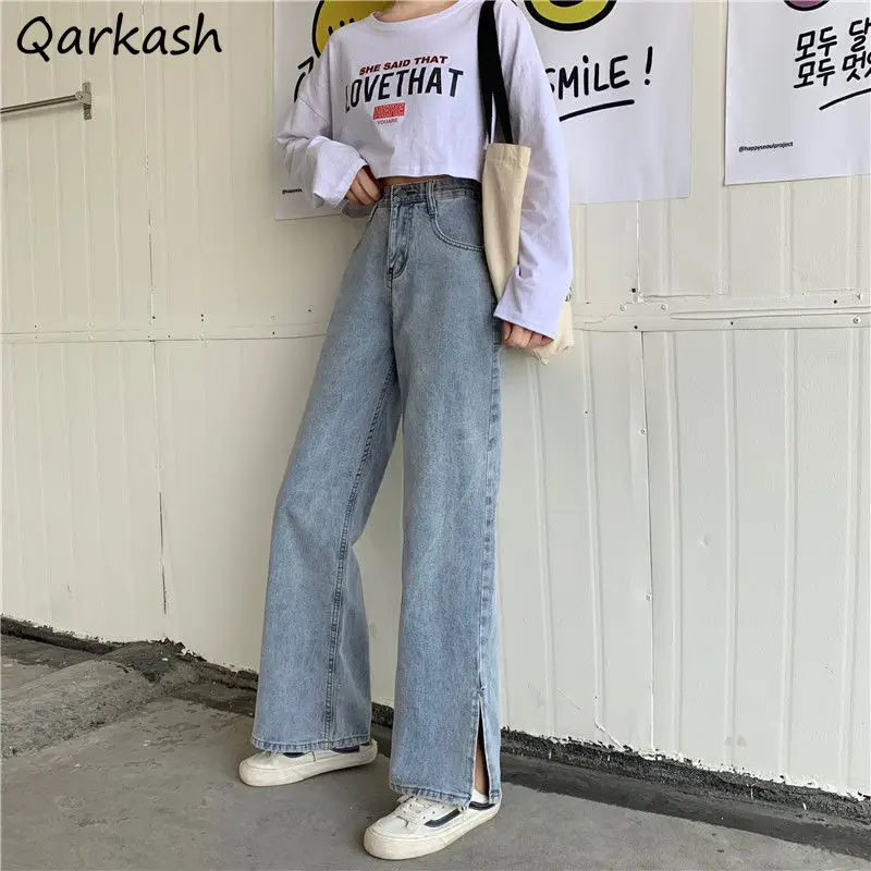 Women Jeans High Waist Leisure Side Split All-match Harajuku Summer XS-XL Chic Ulzzang Korean Style Streetwear Wide Leg Casual
Women Jeans High Waist Leisure Side Split All-match Harajuku Summer XS-XL Chic Ulzzang Korean Style Streetwear Wide Leg Casual