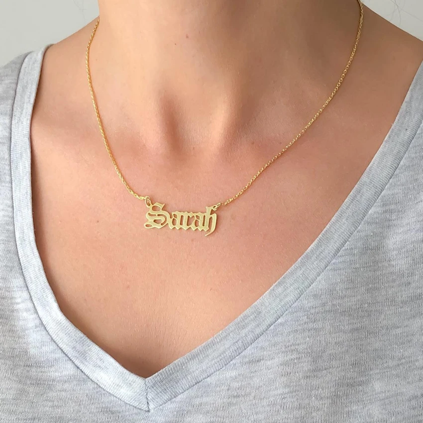 Card Package Custom Old English Name Necklace Classic Jewelry Personalized Gift Stainless Steel Ancient English Nameplate Choker
Card Package Custom Old English Name Necklace Classic Jewelry Personalized Gift Stainless Steel Ancient English Nameplate Choker