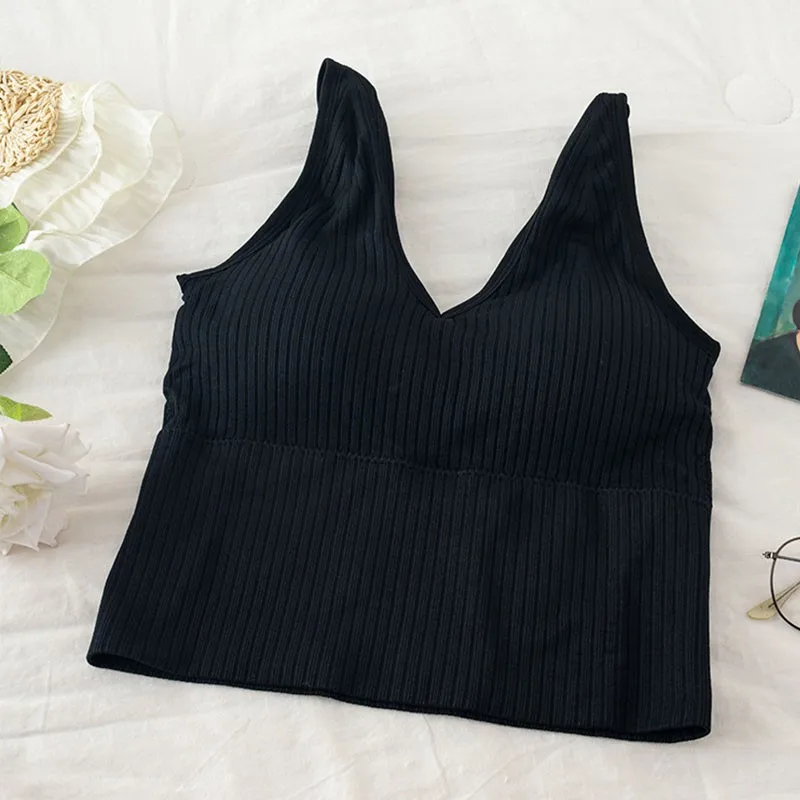 Women Underwear V-neck Gathered Camisole Female Sexy Lingerie Intimates With Removable Padded Women Knitted Tank Crop Tops W1
Women Underwear V-neck Gathered Camisole Female Sexy Lingerie Intimates With Removable Padded Women Knitted Tank Crop Tops W1