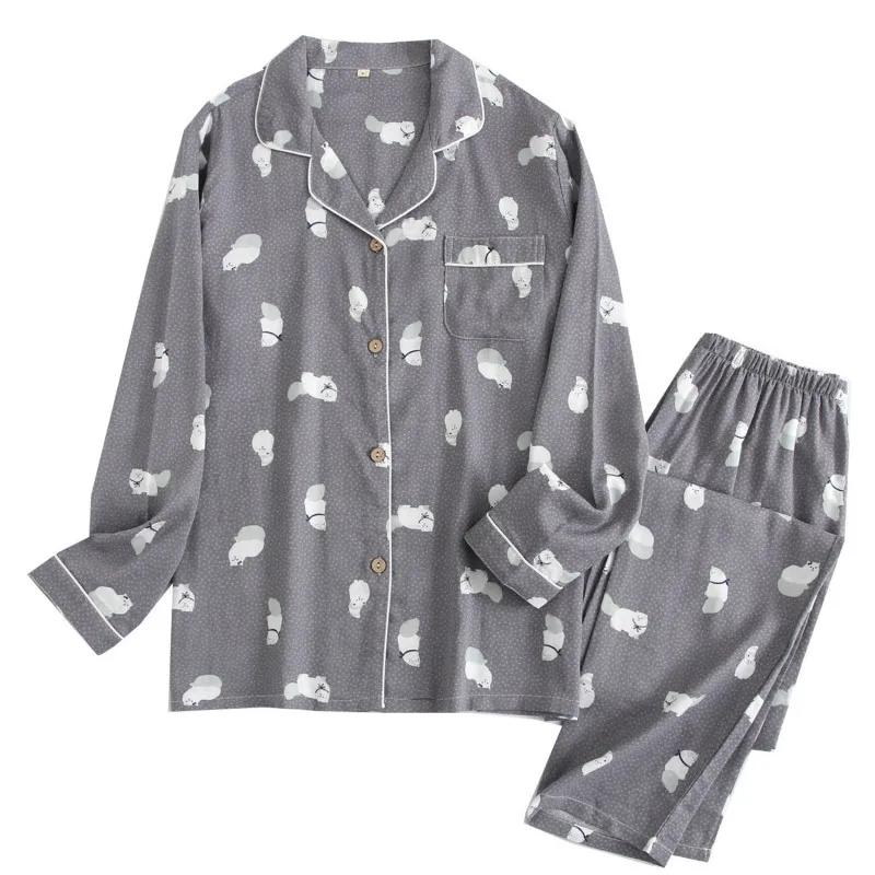 Cartoon Trousers Suit Summer Couples Casual Cotton Printed Soft Pajamas Set Lovers Lapel Comfort Pijamas Female Loose Pyjamas
Cartoon Trousers Suit Summer Couples Casual Cotton Printed Soft Pajamas Set Lovers Lapel Comfort Pijamas Female Loose Pyjamas