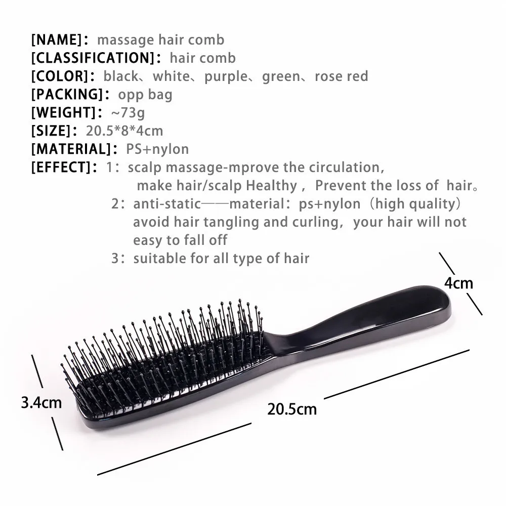 New Hair Brush Scalp Massage Comb Bristle Nylon Women Wet Detangle Curly Salon Hairdressing Styling | Красота и здоровье