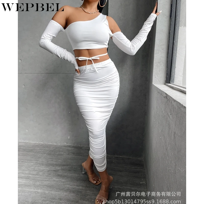 WEPBEL Women's Sexy Slim-Fit Solid Color Suit Autumn Long Sleeve Off-Shoulder Skew Collar Top + High Waist Pleated Skirt Suit
WEPBEL Women's Sexy Slim-Fit Solid Color Suit Autumn Long Sleeve Off-Shoulder Skew Collar Top + High Waist Pleated Skirt Suit