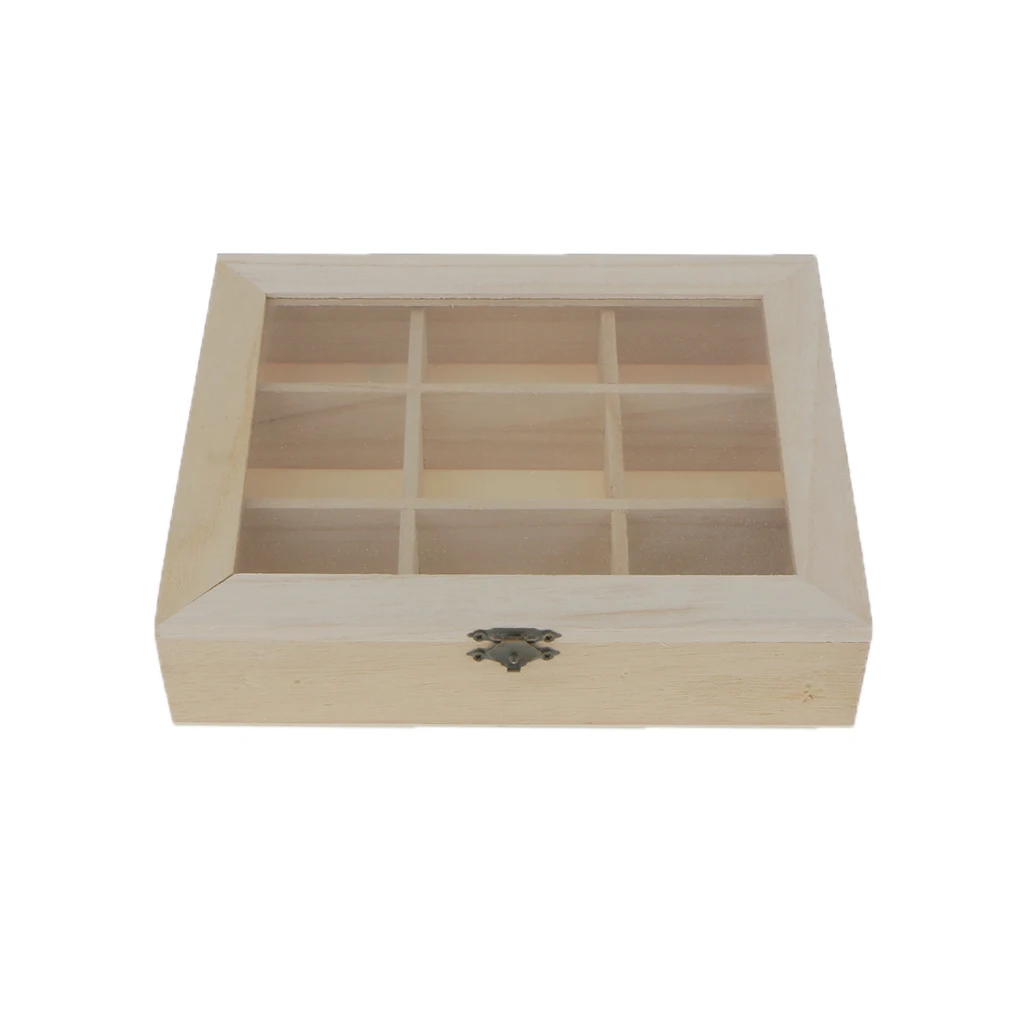 UNPAINTED PLAIN WOODEN GLASS LID 9 GRIDS CHEST JEWELRY STORAGE BOX ART CRAFT
UNPAINTED PLAIN WOODEN GLASS LID 9 GRIDS CHEST JEWELRY STORAGE BOX ART CRAFT