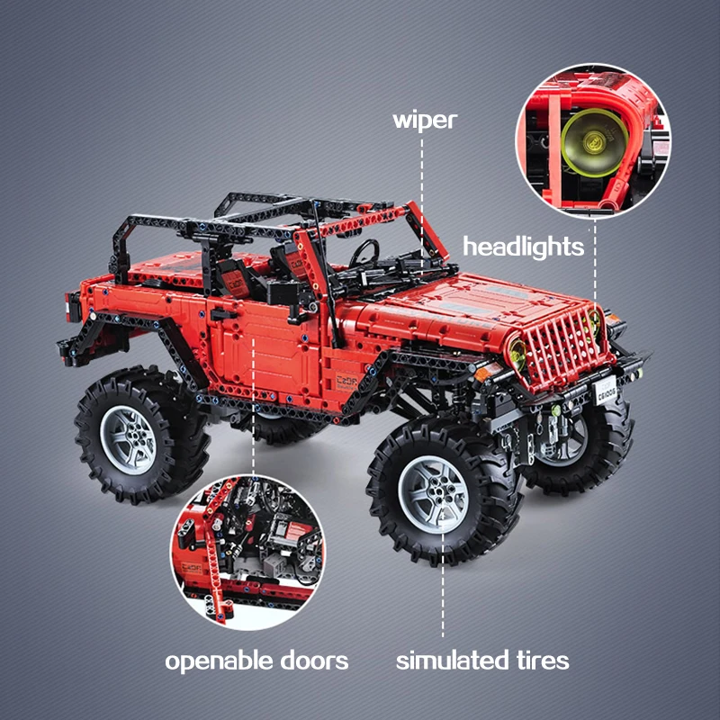 Remote Control Jeep Wrangler Car high-tech Adventurer Building Blocks Bricks Set Kids Boys Toys Educational Birthdays Gifts
Remote Control Jeep Wrangler Car high-tech Adventurer Building Blocks Bricks Set Kids Boys Toys Educational Birthdays Gifts