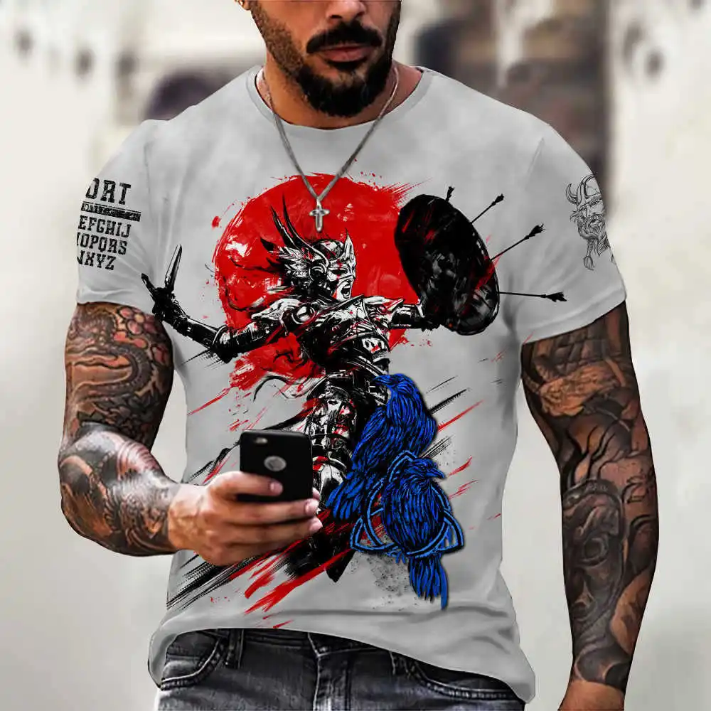 2021 summer new fashion Europe and the United States men's street hip-hop Vikings novelty 3D digital printing short sleeve
2021 summer new fashion Europe and the United States men's street hip-hop Vikings novelty 3D digital printing short sleeve