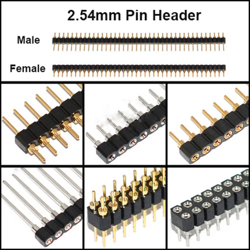 5PCS 2.54mm Pitch Round Hole Pin Header Male Female Single Row 1*40P Double Row 2*40P Gold Plated Round Pin Header
5PCS 2.54mm Pitch Round Hole Pin Header Male Female Single Row 1*40P Double Row 2*40P Gold Plated Round Pin Header