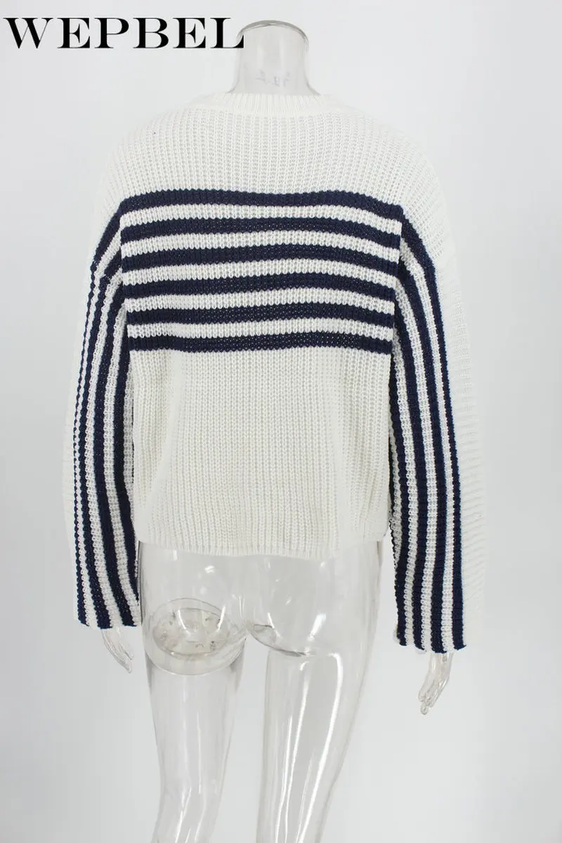 WEPBEL Ladies Warm Casual Long Sleeve O Neck Stripe Sweatshirt Women Autumn Winter Loose Kniited Pullover Sweater
WEPBEL Ladies Warm Casual Long Sleeve O Neck Stripe Sweatshirt Women Autumn Winter Loose Kniited Pullover Sweater