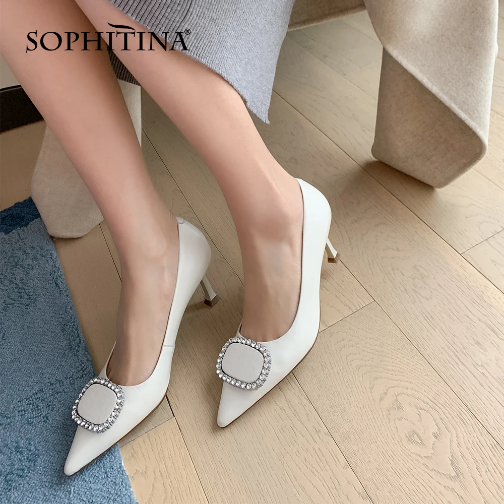 SOPHITINA Pumps Woman Shallow Genuien Leather Pointed Toe Crystal Decoration High Thin Heel Offcie Lady Shoes PB22
SOPHITINA Pumps Woman Shallow Genuien Leather Pointed Toe Crystal Decoration High Thin Heel Offcie Lady Shoes PB22