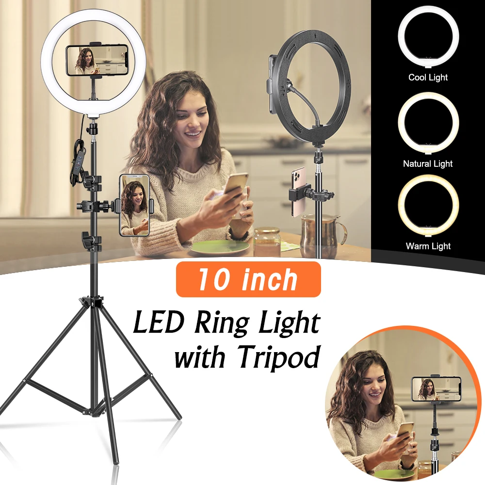 LED Ring Light 10" With Tripod Stand Phone Holder For Live Streaming YouTube Video Makeup Ring Light Shooting With 3 Light Modes
LED Ring Light 10" With Tripod Stand Phone Holder For Live Streaming YouTube Video Makeup Ring Light Shooting With 3 Light Modes