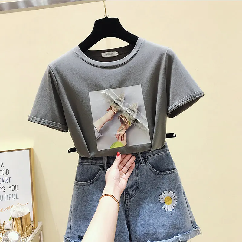 White T shirt Women Clothing Vintage Summer Tops Women Tshirt Cotton Short Sleeve Casual Gray Printed Tee shirt New Fashion 2020
White T shirt Women Clothing Vintage Summer Tops Women Tshirt Cotton Short Sleeve Casual Gray Printed Tee shirt New Fashion 2020