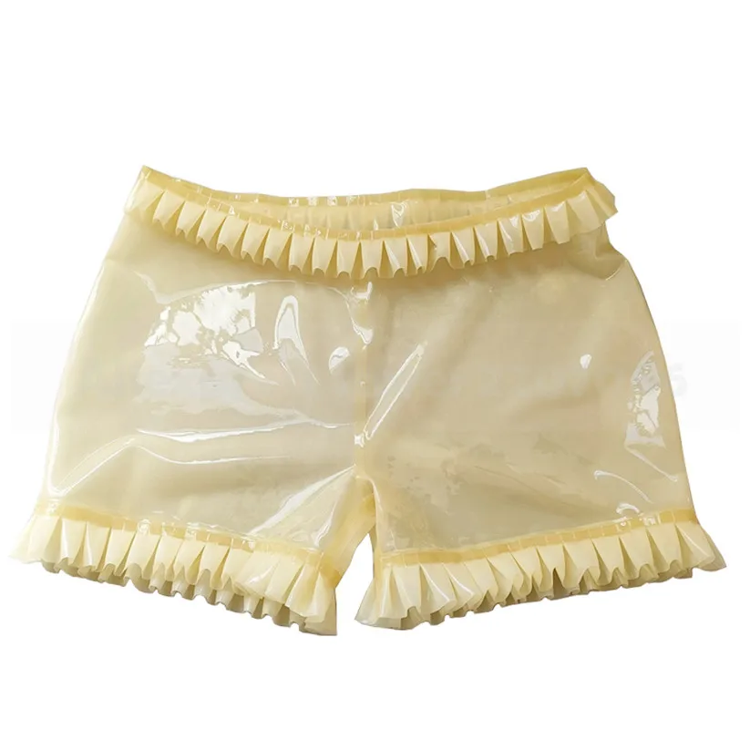 

Сексуальные прозрачные латексные шорты с кружевными краями, плотные женские резиновые трусики ручной работы, Прямая поставка RPW083