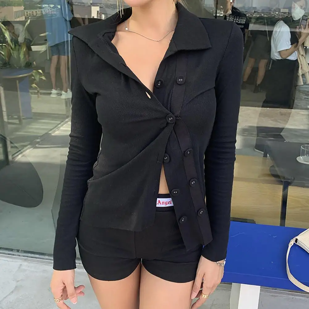 Women Sexy Turn Down Collar Long Sleeve Slim Blouse Office Suit Double Breasted Knit Shirt Top
Women Sexy Turn Down Collar Long Sleeve Slim Blouse Office Suit Double Breasted Knit Shirt Top