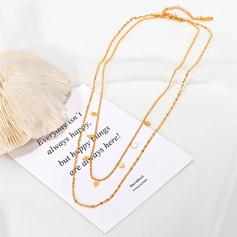 New Sweater Chain Double Round Bead Clavicle Chain High-quality Design Gold Titanium Steel Necklace Multilayer Chain Jewelry
New Sweater Chain Double Round Bead Clavicle Chain High-quality Design Gold Titanium Steel Necklace Multilayer Chain Jewelry
