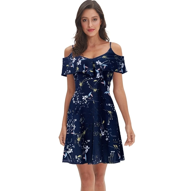 Elegant polka dot dress Summer women beach dress sexy V-neck floral girl dresses M30247 
Elegant polka dot dress Summer women beach dress sexy V-neck floral girl dresses M30247