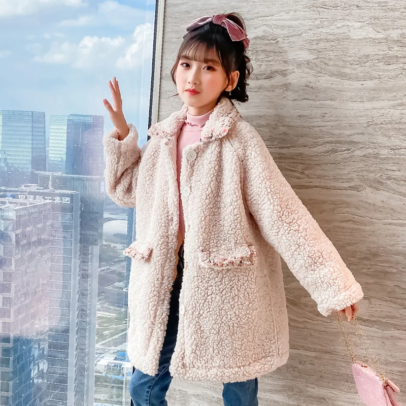 Spring Winter Girl Lapel Coat Long Jackets Warm Clothing Kids Teenage Children Tops High Quality Beige Green Lamb Wool Comfortab 
Spring Winter Girl Lapel Coat Long Jackets Warm Clothing Kids Teenage Children Tops High Quality Beige Green Lamb Wool Comfortab