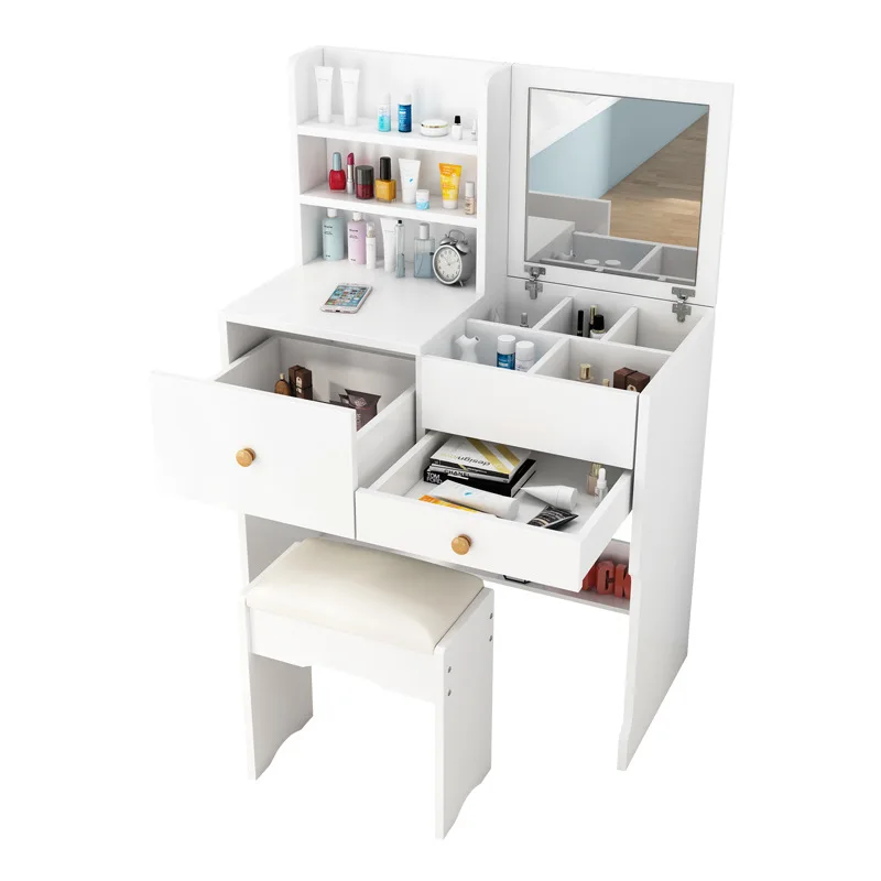 Mini Makeup Vanity Table with Mirror Dressing Table Modern Minimalist Small Apartment Clamshell Dressing Table Storage Cabinet
Mini Makeup Vanity Table with Mirror Dressing Table Modern Minimalist Small Apartment Clamshell Dressing Table Storage Cabinet