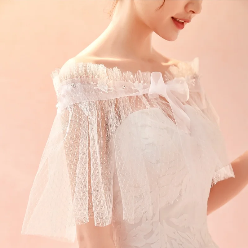 New Cape Mariage White Bridal Shawl Mesh Appliques Shrugs For Women Bolero Wedding Jacket Wrap Wedding Accessories
New Cape Mariage White Bridal Shawl Mesh Appliques Shrugs For Women Bolero Wedding Jacket Wrap Wedding Accessories
