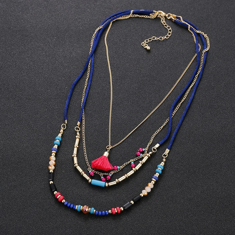 Bohemian Multi Layers Necklaces Colorful Beads Tassel Maxi Long Ethnic Chain Jewelry Statement Necklace for Women Collar
Bohemian Multi Layers Necklaces Colorful Beads Tassel Maxi Long Ethnic Chain Jewelry Statement Necklace for Women Collar