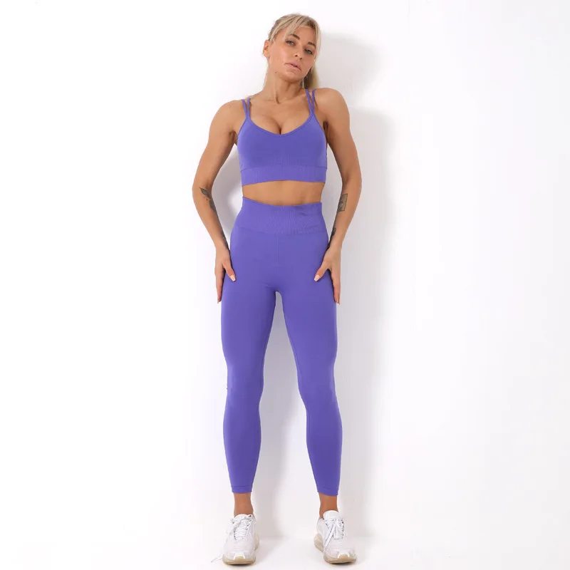 Ins hot selling knitted seamless Yoga suit hip lifting Yoga Pants sports bra Yoga Fitness suit gym clothes for women set 
Ins hot selling knitted seamless Yoga suit hip lifting Yoga Pants sports bra Yoga Fitness suit gym clothes for women set