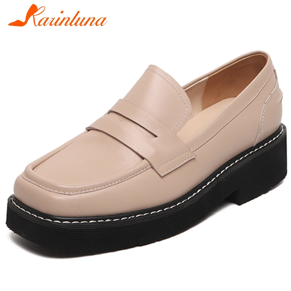 KARINLUNA Brand Lady Spring Slip On Genuine Leather Flats Platform Chunky Heel Square Toe Flats Women Sewing Shoes Woman
KARINLUNA Brand Lady Spring Slip On Genuine Leather Flats Platform Chunky Heel Square Toe Flats Women Sewing Shoes Woman