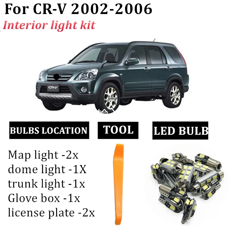 7pcs car LED Interior Light Bulbs Kit For 2002-2006 Honda CR-V CRV Dome Map trunk Auto Led License Plate Lamp Car accessories
7pcs car LED Interior Light Bulbs Kit For 2002-2006 Honda CR-V CRV Dome Map trunk Auto Led License Plate Lamp Car accessories