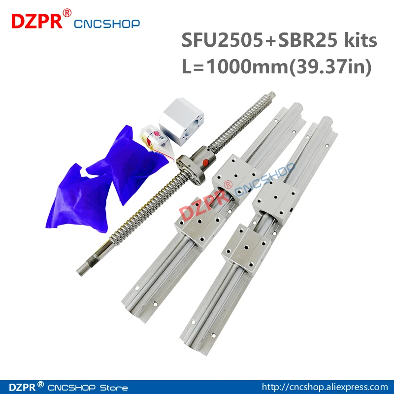 Комплект деталей для ЧПУ SFU2505 1000 мм 39 37 дюйма + SBR25 рельсовый SBR25UU Блок BK20/BF20