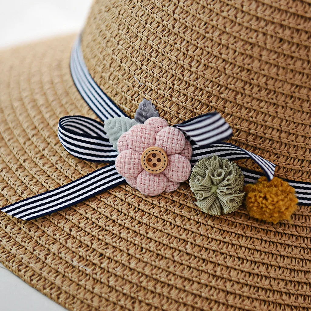 Summer Women Sun Hat Beach Straw Hat Ladies Foldable Cap Fashionable Handmade Casual Flat Brim Flower Sun Caps For Female 2021 
Summer Women Sun Hat Beach Straw Hat Ladies Foldable Cap Fashionable Handmade Casual Flat Brim Flower Sun Caps For Female 2021