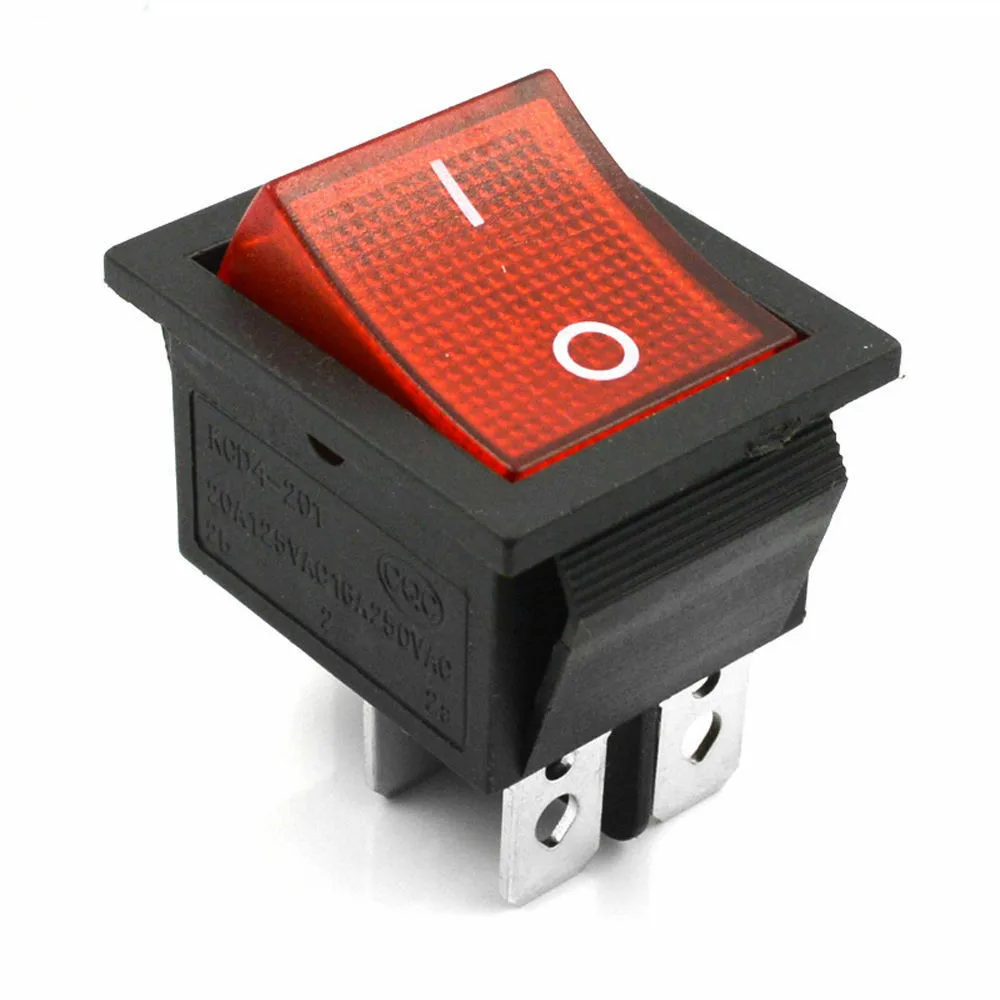 5Pcs Red Lamp 4 Pin ON/OFF 2 Position DPST Rocker Switch 16A/250V 20A/125V KCD4-201 NEW Copper Red Light Switch Power Tool New
5Pcs Red Lamp 4 Pin ON/OFF 2 Position DPST Rocker Switch 16A/250V 20A/125V KCD4-201 NEW Copper Red Light Switch Power Tool New