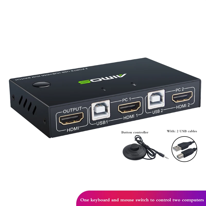 HDMI KVM Switch Box Video Display USB Switch Splitter 2 In 1 Out 4K USB For 2 PC Sharing Keyboard Mouse Printer Plug And Paly
HDMI KVM Switch Box Video Display USB Switch Splitter 2 In 1 Out 4K USB For 2 PC Sharing Keyboard Mouse Printer Plug And Paly