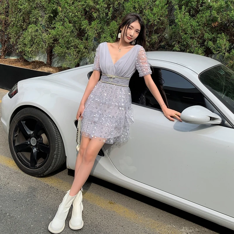 2022 harajuku New Spring Cake Dress Women V neck SHort Sleeve Luxury Sequins Dress Cute ladies Party Festival Dress clothes
2022 harajuku New Spring Cake Dress Women V neck SHort Sleeve Luxury Sequins Dress Cute ladies Party Festival Dress clothes