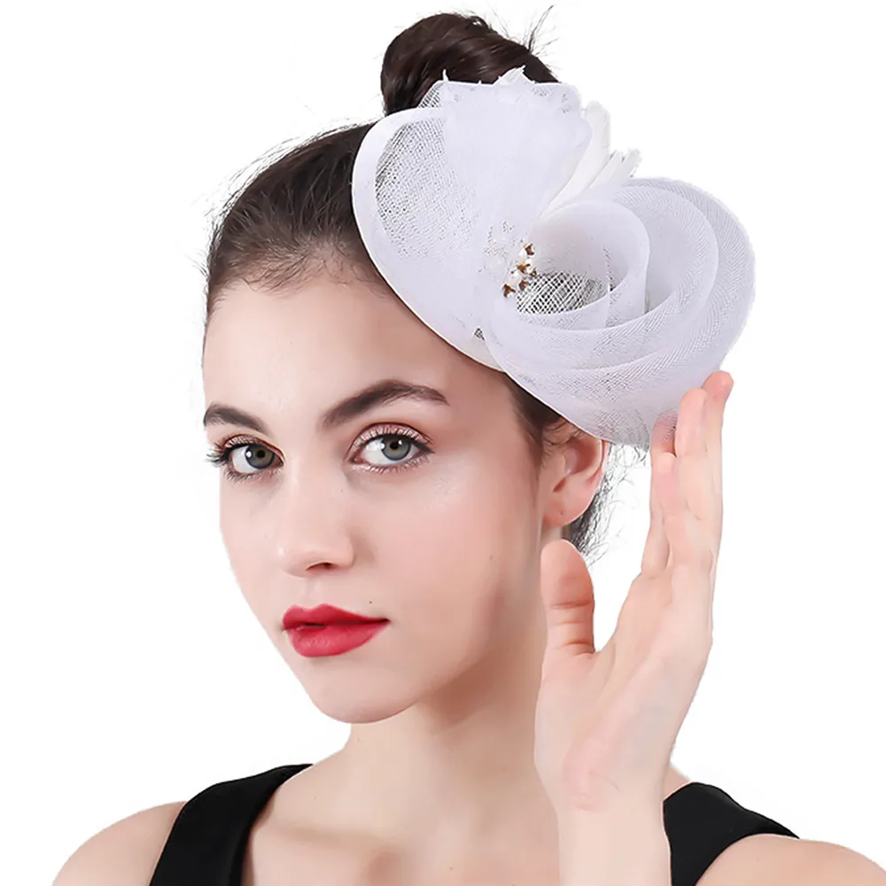 Elegant Ladies White Headwear Hair Clip Bride Women Church Cocktail Fascinator Hat With Fancy Feather Hair Accessories Party
Elegant Ladies White Headwear Hair Clip Bride Women Church Cocktail Fascinator Hat With Fancy Feather Hair Accessories Party