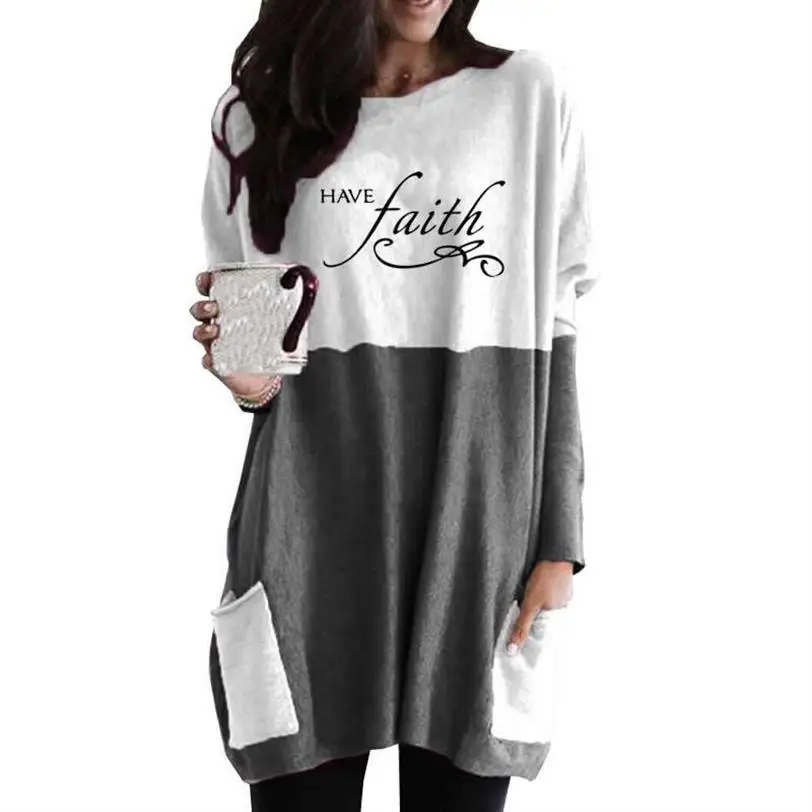 New Arrival Jesus Bible T-Shirt For Women Have Faith Letters Print Long Sleeve Stitching Pocket T-Shirt Casual Plus Size Tops
New Arrival Jesus Bible T-Shirt For Women Have Faith Letters Print Long Sleeve Stitching Pocket T-Shirt Casual Plus Size Tops